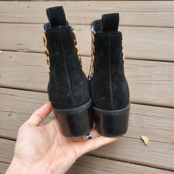 Crown Vintage Tolana Black Suede Leather Animal Print Chelsea Ankle Boots 9 - Picture 5 of 8